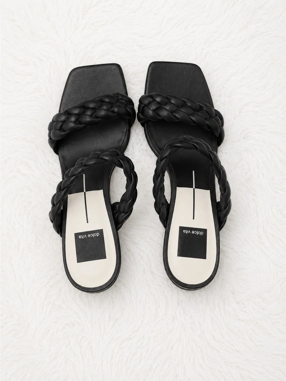 Dolce Vita Braided Block Heel Sandals Women’s Size 7 Black Square Toe Trendy - Picture 4 of 6